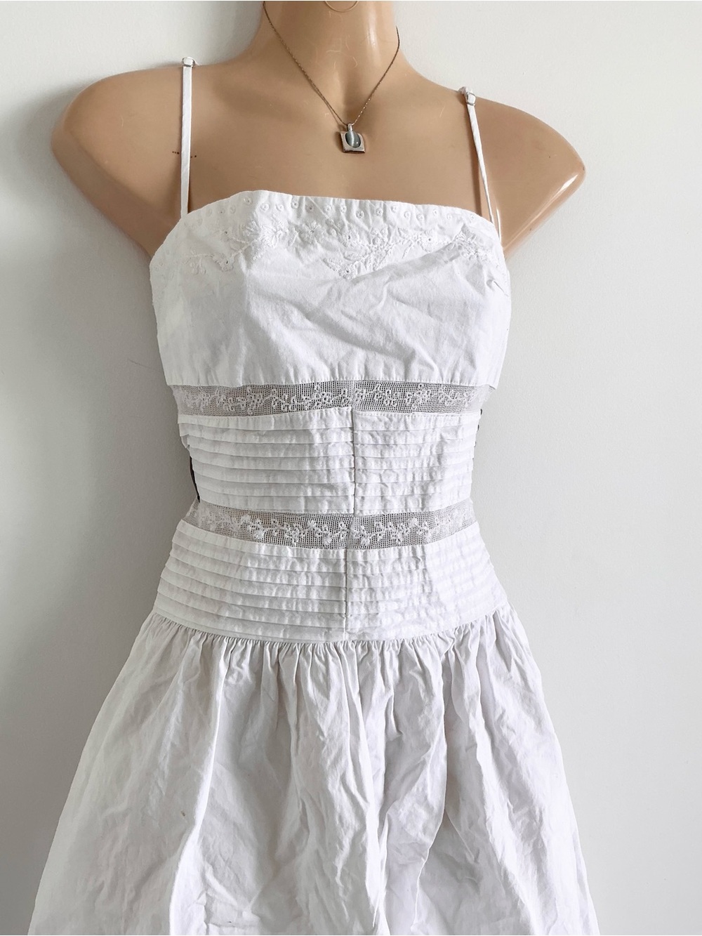 White maxi Sundress with Lace Insets Zara size small